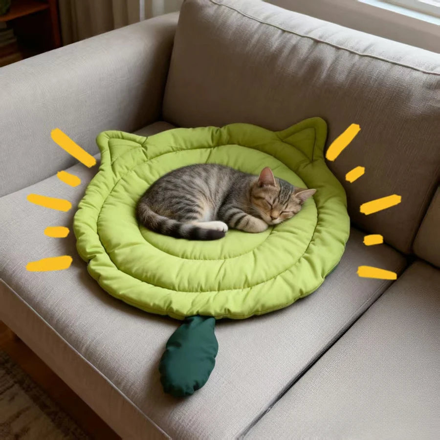 Dog Bed Mat for Sleeping, Big Face Cat Style Cat Bed Pad for All Seasons, Soft Breathable Washable Pet Cushion for Cats Dogs